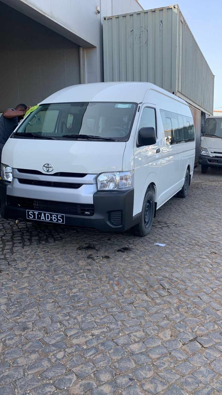 Tour bus in Mindelo, São Vicente, Cabo Verde – transporting cruise passengers for full-day island excursions