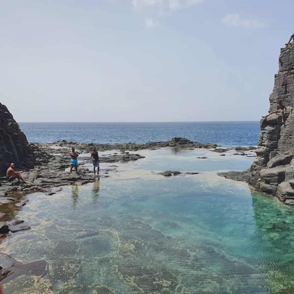 Cuba Natural Pool, Ribeira da Prata, Santiago Island, Cape Verde – crystal-clear water and lush tropical scenery